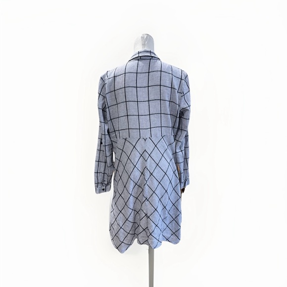 Sundance Grey‎ Black Windowpane Check Dress Tunic Top Cotton Hi Lo Large - Picture 3 of 13